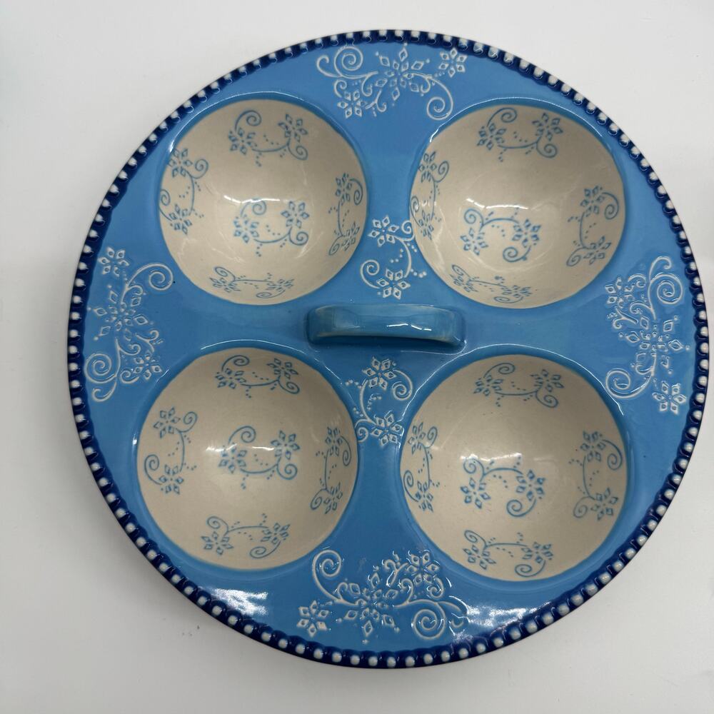 Temptations By Tara Floral Lace Poached Egg Serving Tray Blue QVC